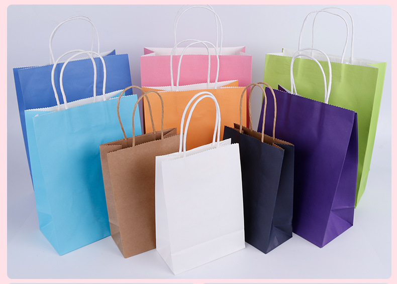 Spot solid color kraft paper clothing shopping handbag cosmetic packaging bag Kraft handbag wholesale
