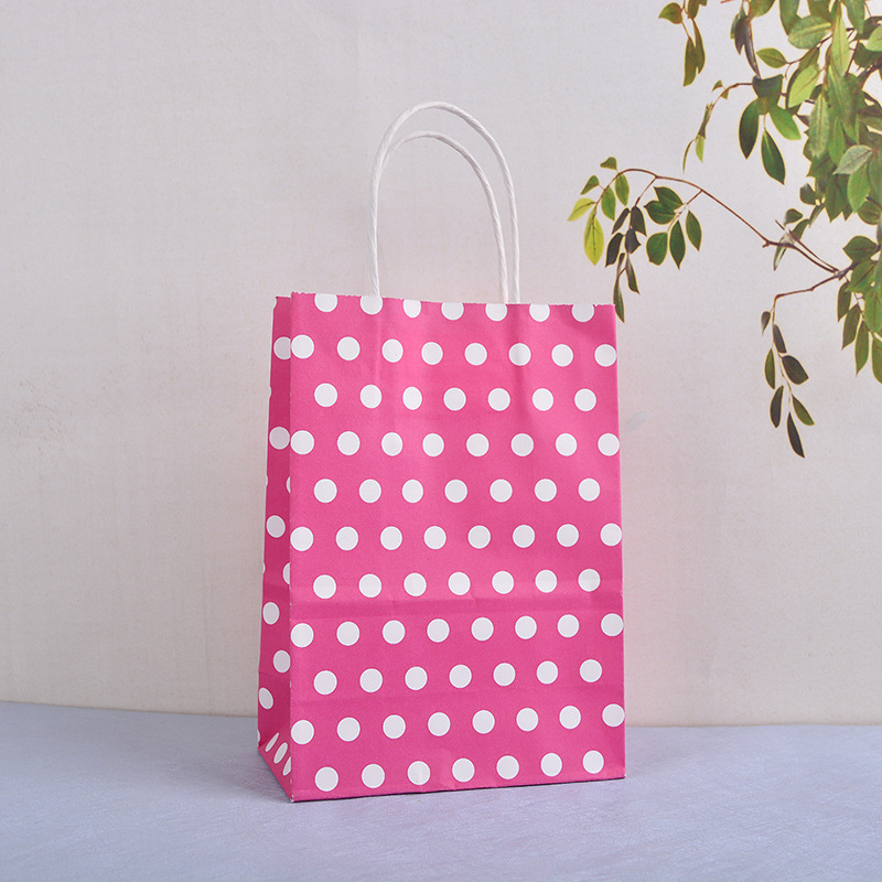 Factory Direct Sales Kraft Paper Dot Gift Bag High-End Imported Kraft Paper Clothing Candy Packaging Handbag