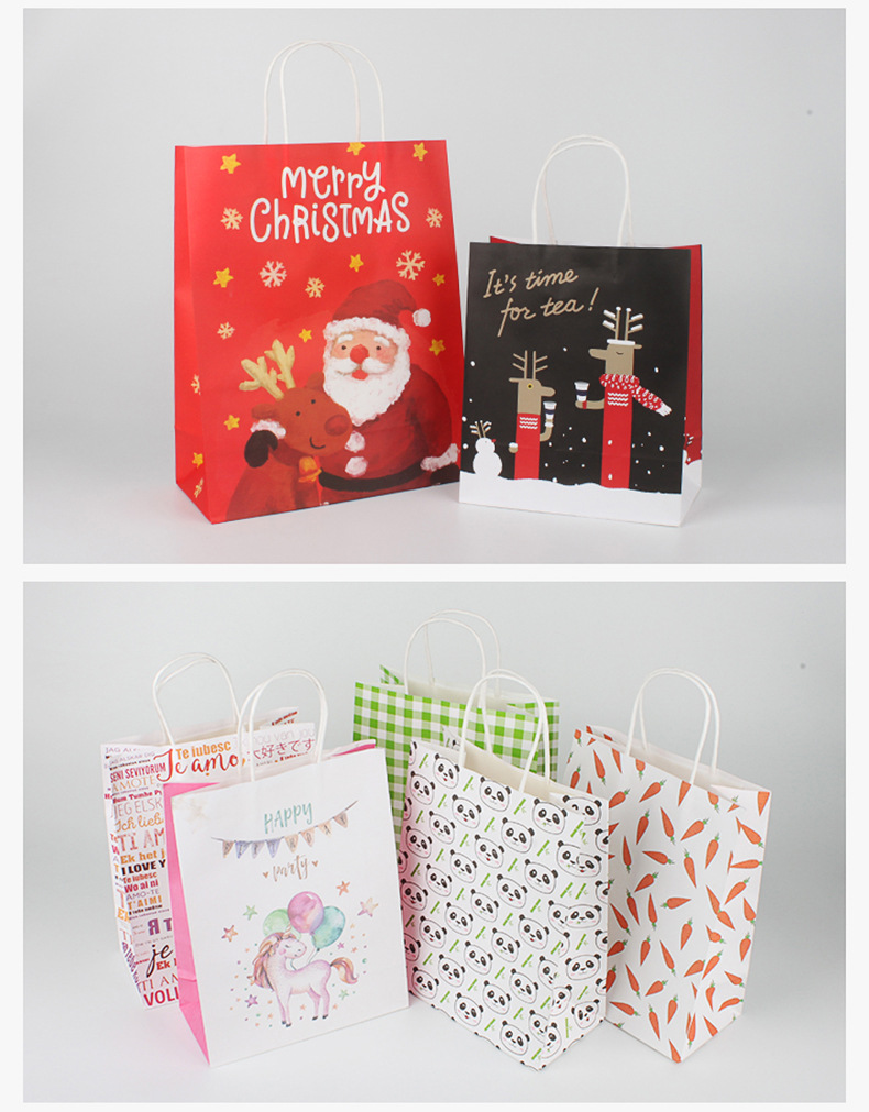 Factory Currently Available White Kraft Paper Portable Paper Bag Shopping Paper Bag Customized Color Packaging Gift Bag Customized Printed Logo