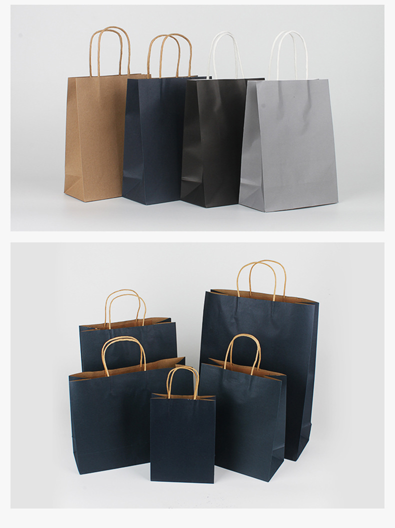 Factory Currently Available White Kraft Paper Portable Paper Bag Shopping Paper Bag Customized Color Packaging Gift Bag Customized Printed Logo