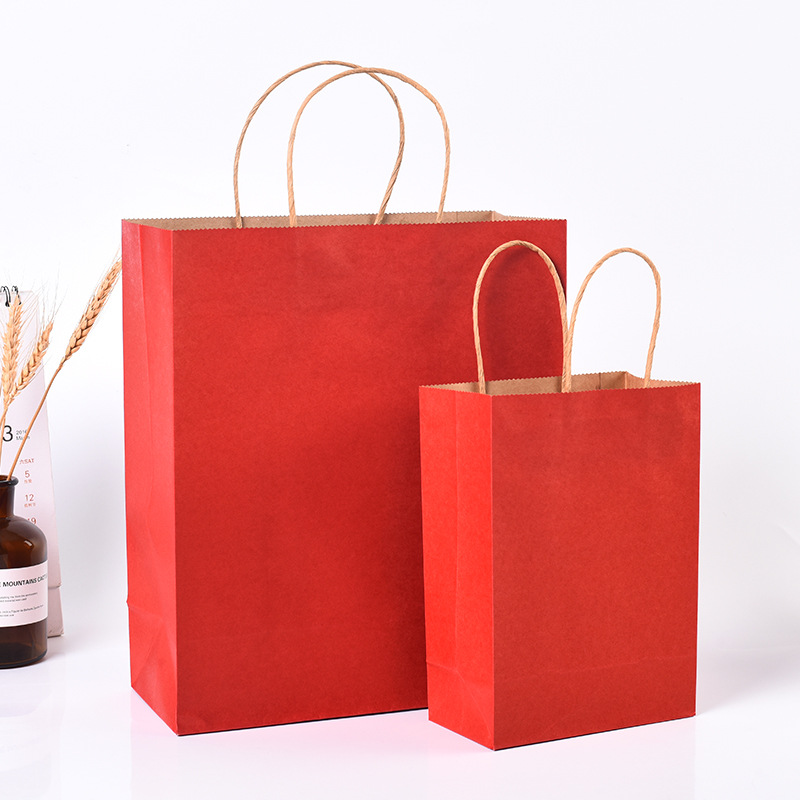 Candy Color Kraft Paper Portable Paper Bag Customized Shopping Fashion White Cardboard Handbag Customized Printing Logo