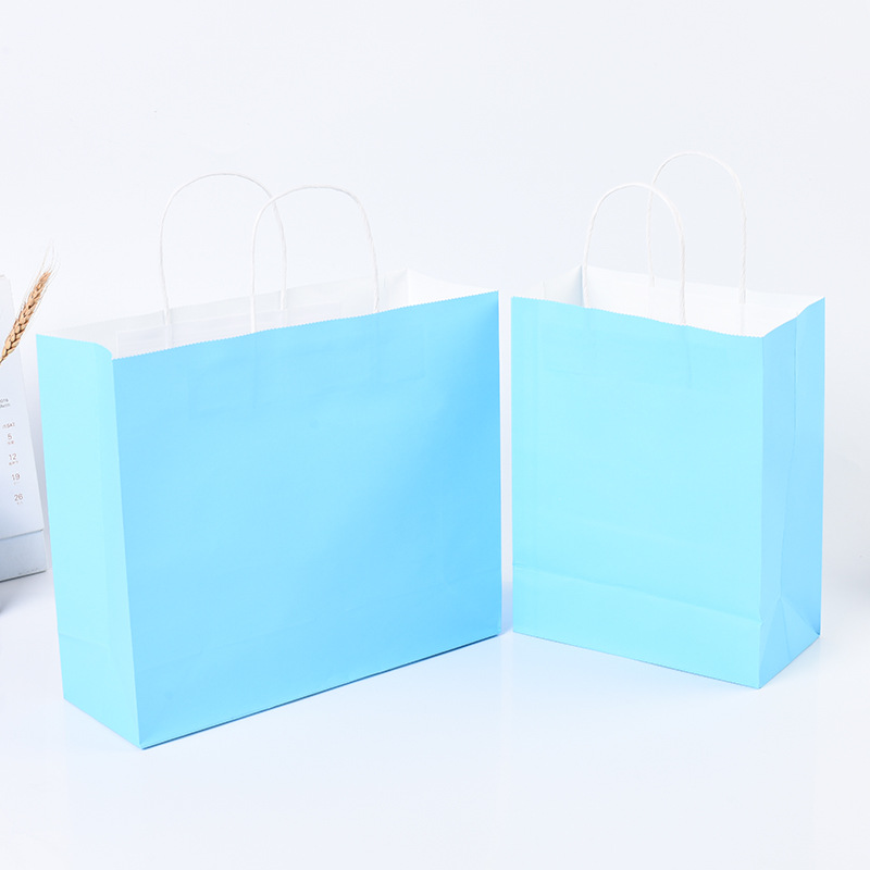 Candy Color Kraft Paper Portable Paper Bag Customized Shopping Fashion White Cardboard Handbag Customized Printing Logo