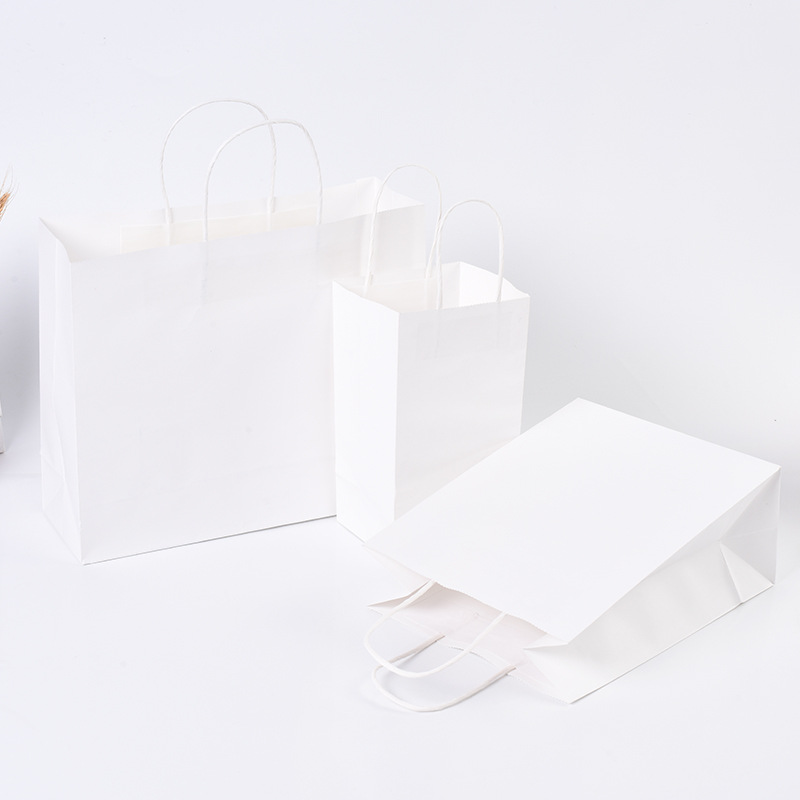 Candy Color Kraft Paper Portable Paper Bag Customized Shopping Fashion White Cardboard Handbag Customized Printing Logo