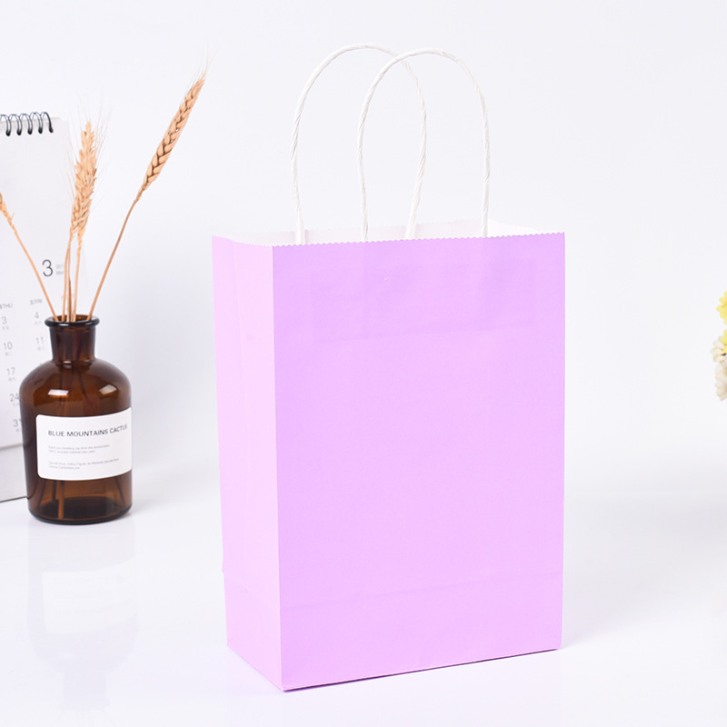 Candy Color Kraft Paper Portable Paper Bag Customized Shopping Fashion White Cardboard Handbag Customized Printing Logo