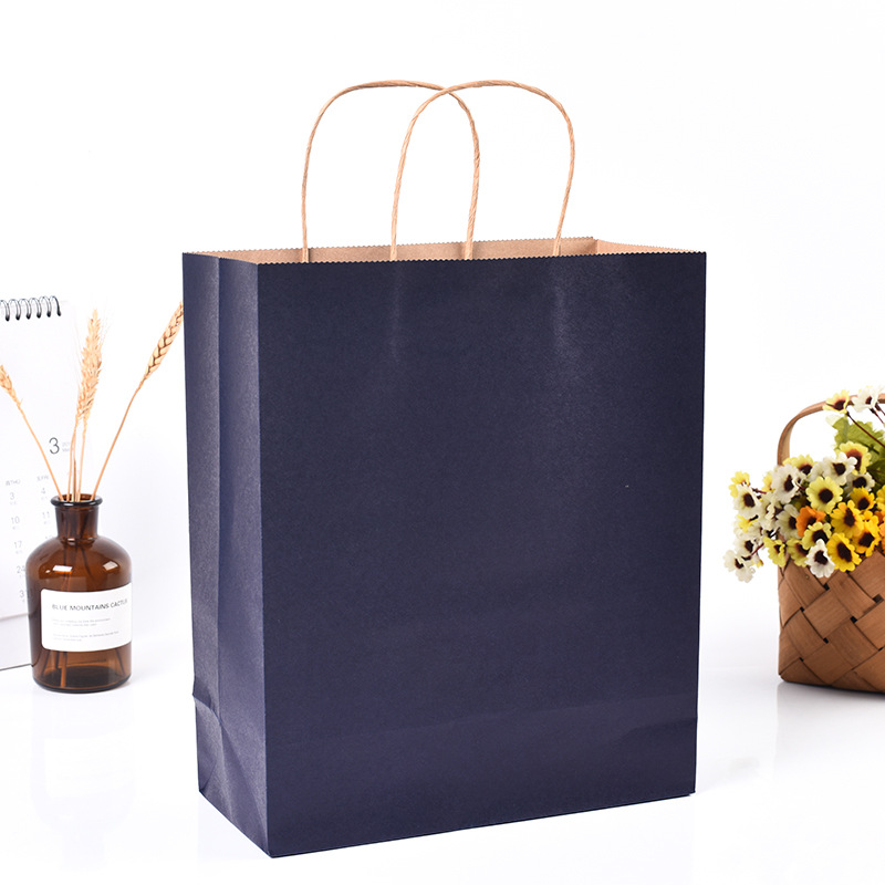 Candy Color Kraft Paper Portable Paper Bag Customized Shopping Fashion White Cardboard Handbag Customized Printing Logo