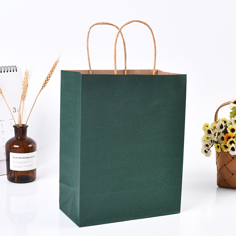 Candy Color Kraft Paper Portable Paper Bag Customized Shopping Fashion White Cardboard Handbag Customized Printing Logo