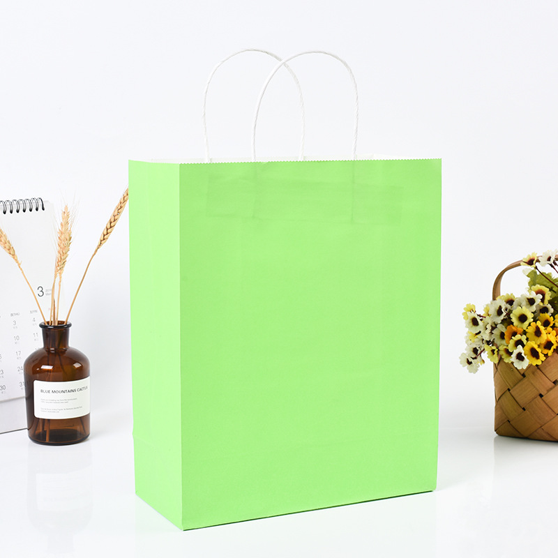 Candy Color Kraft Paper Portable Paper Bag Customized Shopping Fashion White Cardboard Handbag Customized Printing Logo