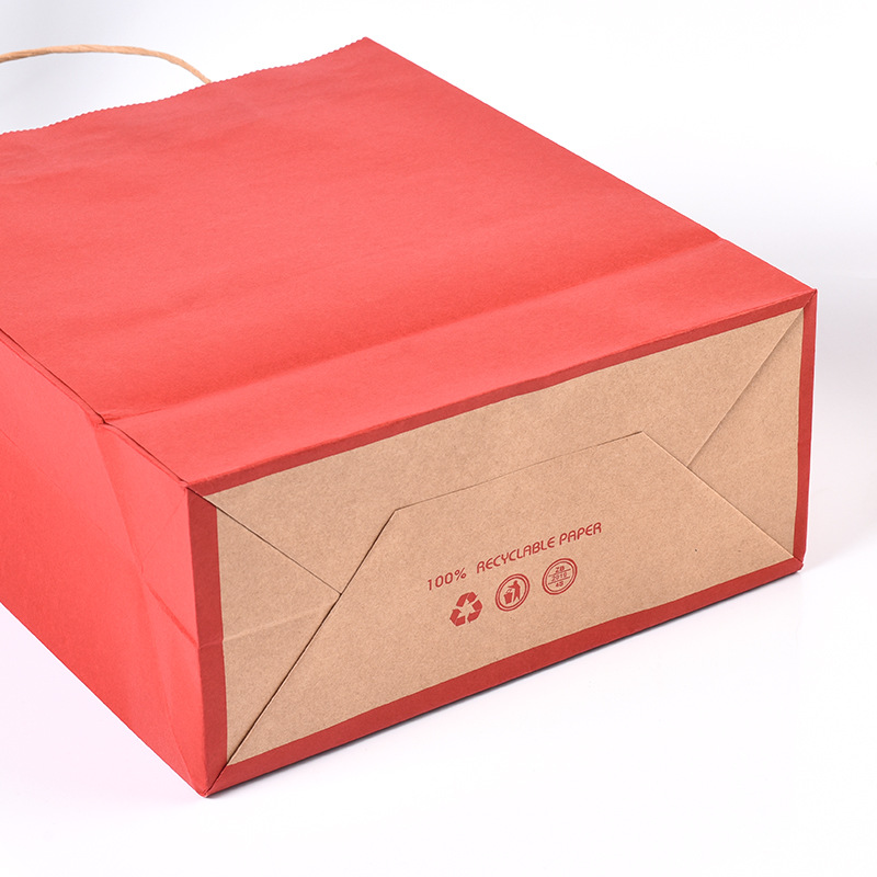 Candy Color Kraft Paper Portable Paper Bag Customized Shopping Fashion White Cardboard Handbag Customized Printing Logo