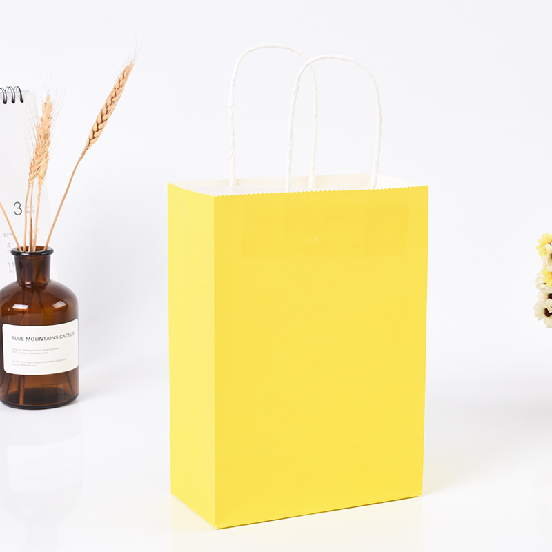 Candy Color Kraft Paper Portable Paper Bag Customized Shopping Fashion White Cardboard Handbag Customized Printing Logo