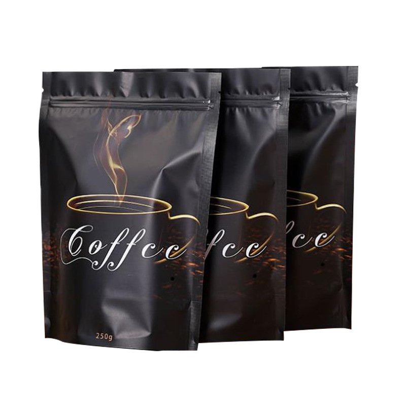 In Stock Wholesale Packing Bag Plastic Self-Supporting Composite Aluminum Foil Bag Food Zipper Bone Pulling Self-Sealing Coffee Envelope Bag