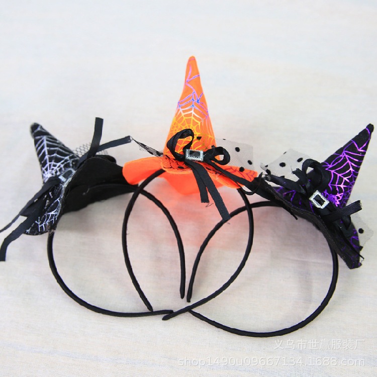 The Halloween witch hat headband witch hairpin dance party show headpiece lace bow hair card The Halloween witch hat headband witch hairpin dance party show headpiece lace bow hair card