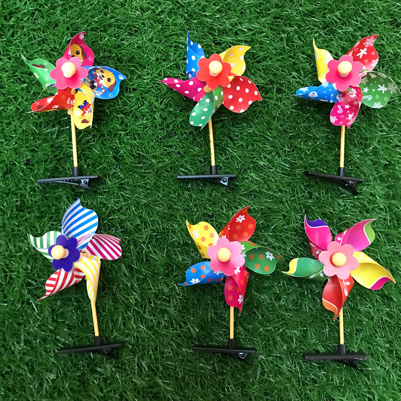 Kindergarten Windmill Hairpin Children Headwear Light-Emitting Hairpin Stall Windmill Small Hairpin Plastic Sell Germination Card