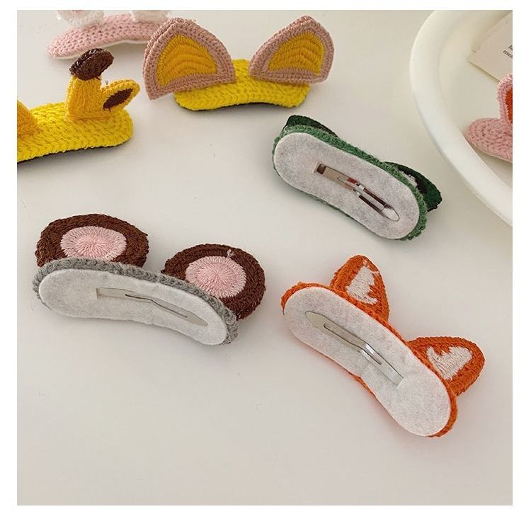 Cute girl three-dimensional rabbit ear hairpin BB clip cartoon knitting manual hair card top clip hair accessories Cute girl three-dimensional rabbit ear hairpin BB clip cartoon knitting manual hair card top clip hair accessories