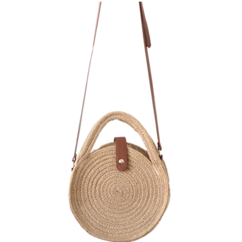 Portable Crossbody Bag Hemp Rope Bag round Cake Bag round Bag Rattan Woven Bag Straw Woven Bag Chanel Style Vacation Bag Concave Shape