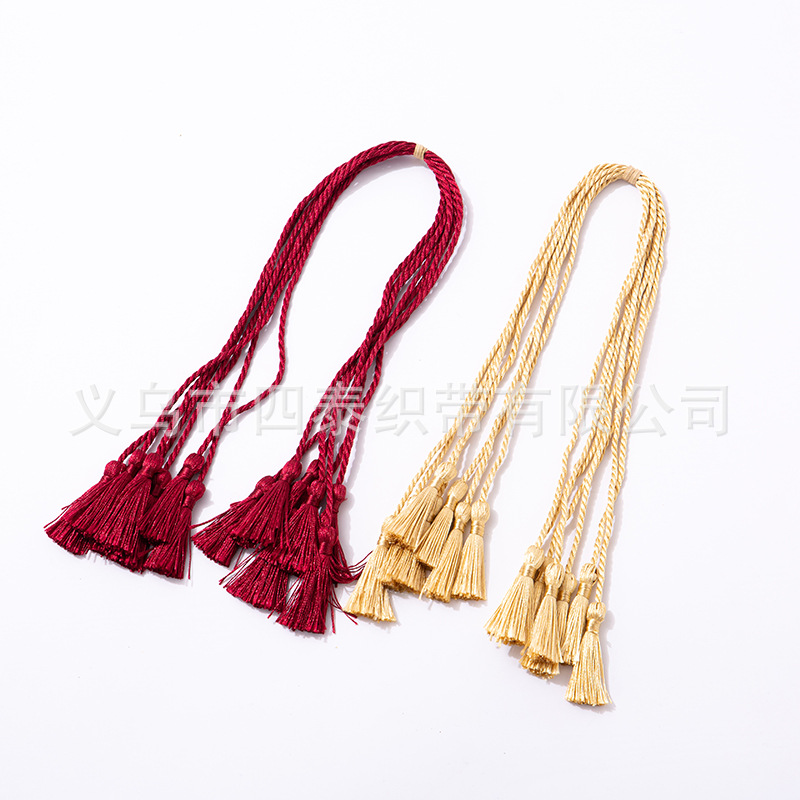 Factory Direct Sales Three-Strand Rope Tassel Gift Rope Handle Moon Cake Box High-End Tea Gift Box Curtain Tying Customized
