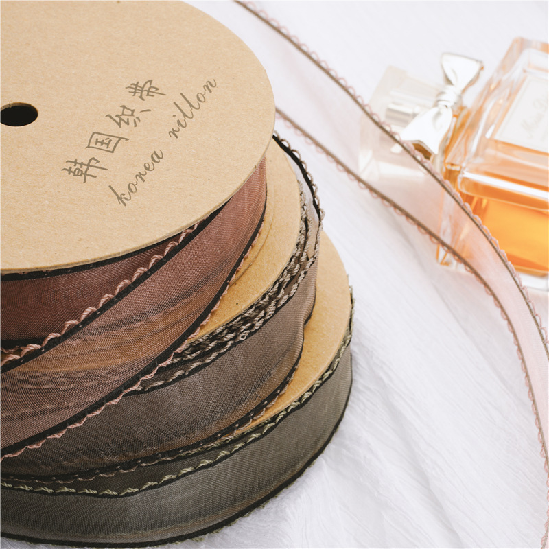 Lace Yarn with Floral Package Ribbon Chiffon Korean Style with Bouquet Packing Ribbon Handmade Bowknot Ribbon High-End