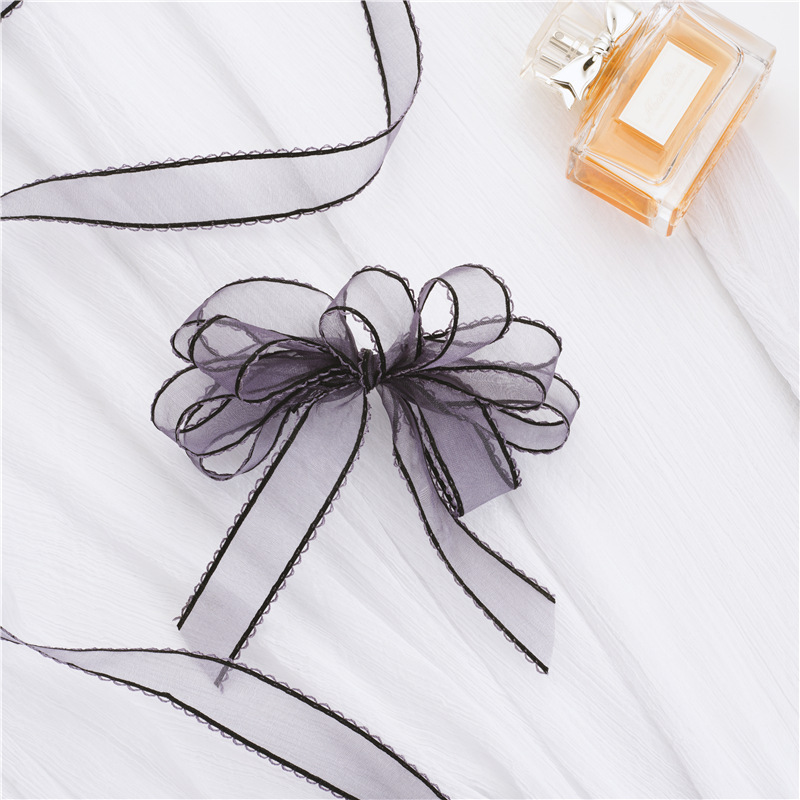 Lace Yarn with Floral Package Ribbon Chiffon Korean Style with Bouquet Packing Ribbon Handmade Bowknot Ribbon High-End