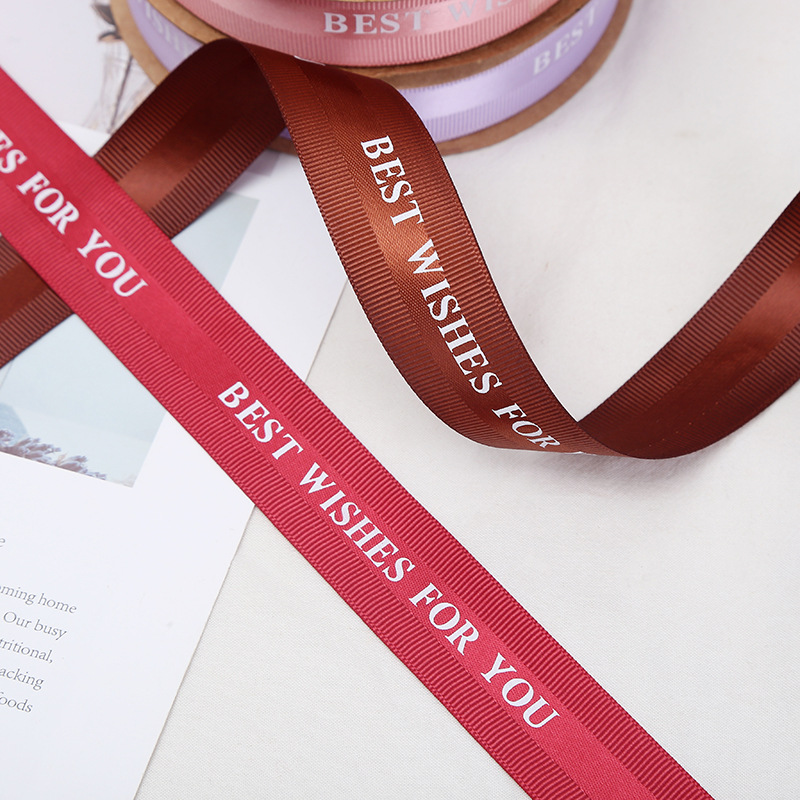 Korean Style HANAJIRUSHI Romantic English Ribbon Flower Shop Bouquet Cake Packing Ribbon Wedding Festival Webbing Ribbon Wholesale