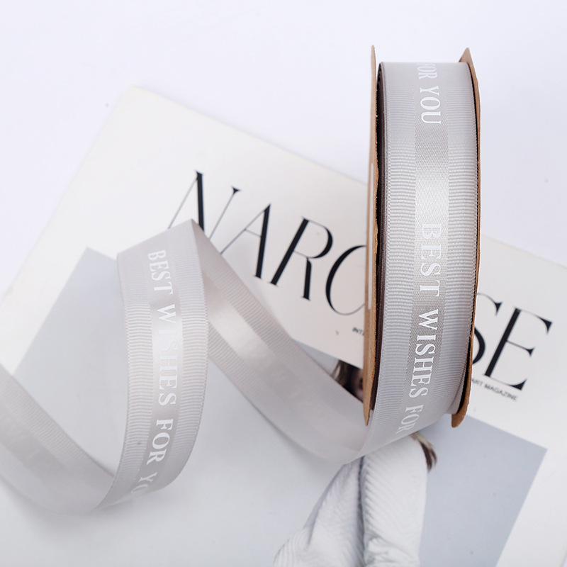 Korean Style HANAJIRUSHI Romantic English Ribbon Flower Shop Bouquet Cake Packing Ribbon Wedding Festival Webbing Ribbon Wholesale