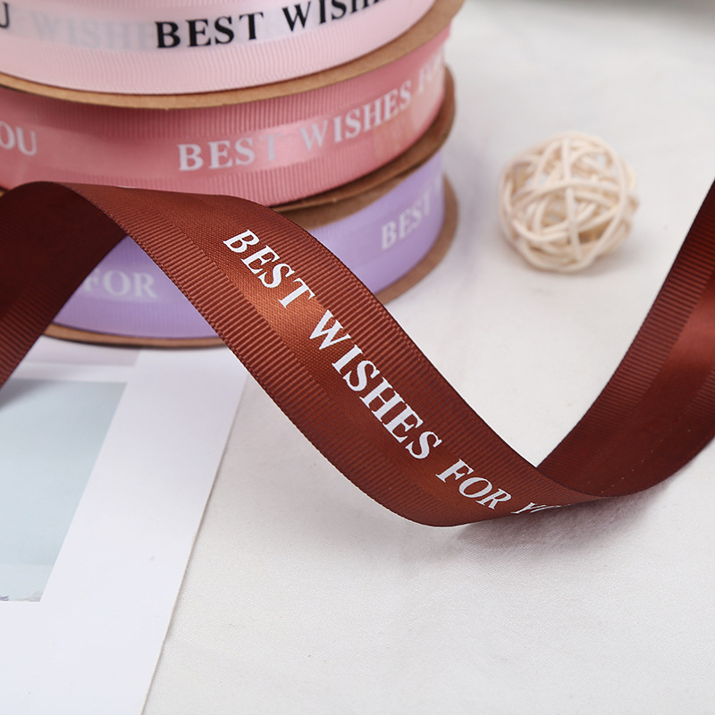Korean Style HANAJIRUSHI Romantic English Ribbon Flower Shop Bouquet Cake Packing Ribbon Wedding Festival Webbing Ribbon Wholesale