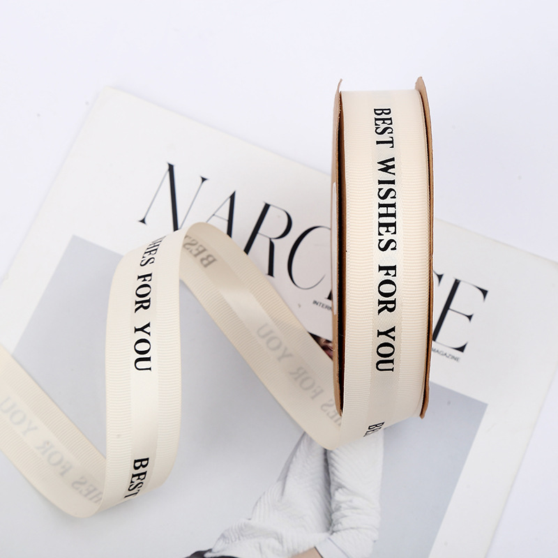 Korean Style HANAJIRUSHI Romantic English Ribbon Flower Shop Bouquet Cake Packing Ribbon Wedding Festival Webbing Ribbon Wholesale