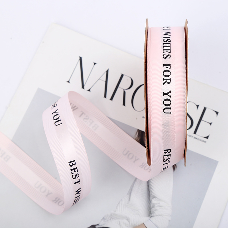 Korean Style HANAJIRUSHI Romantic English Ribbon Flower Shop Bouquet Cake Packing Ribbon Wedding Festival Webbing Ribbon Wholesale