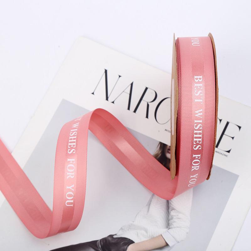 Korean Style HANAJIRUSHI Romantic English Ribbon Flower Shop Bouquet Cake Packing Ribbon Wedding Festival Webbing Ribbon Wholesale