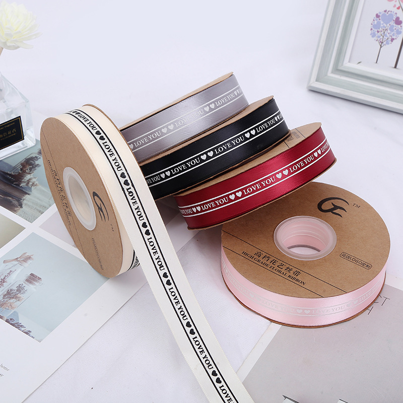 2.5cm Printed English Webbing Colorful Ribbon Flowers Packing Ribbon Polyester Belt Gift Box Handmade Bowknot Ribbon