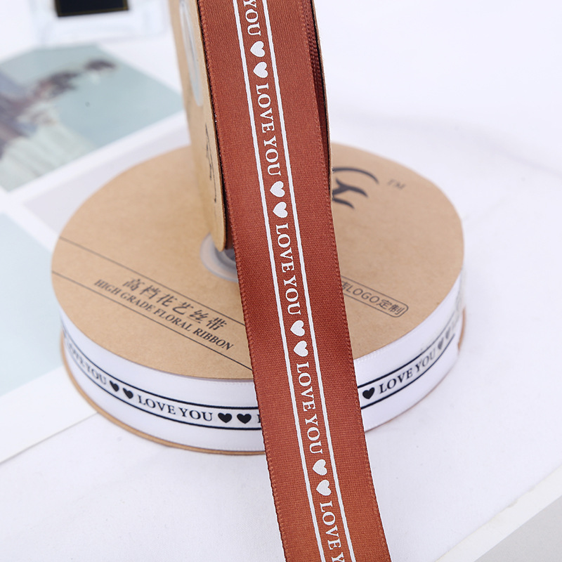 2.5cm Printed English Webbing Colorful Ribbon Flowers Packing Ribbon Polyester Belt Gift Box Handmade Bowknot Ribbon