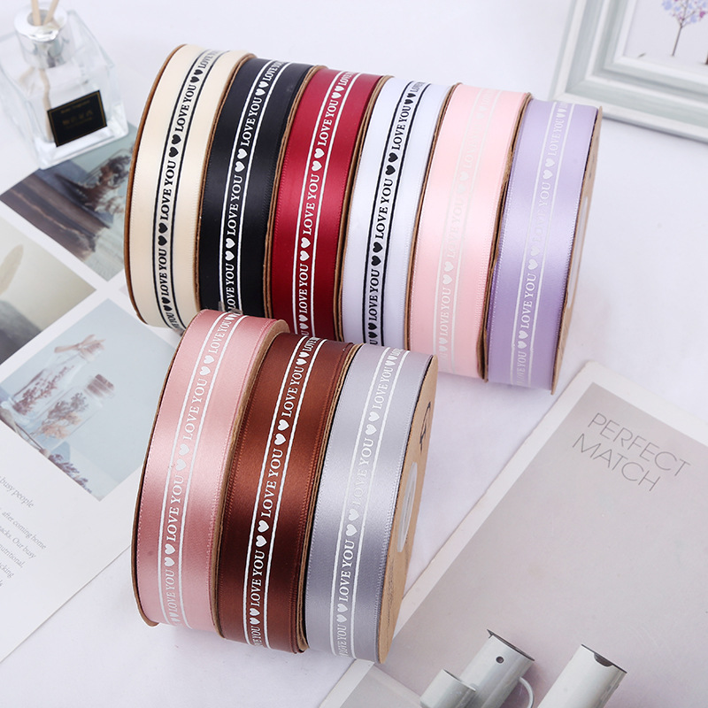 2.5cm Printed English Webbing Colorful Ribbon Flowers Packing Ribbon Polyester Belt Gift Box Handmade Bowknot Ribbon