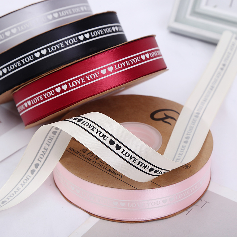 2.5cm Printed English Webbing Colorful Ribbon Flowers Packing Ribbon Polyester Belt Gift Box Handmade Bowknot Ribbon