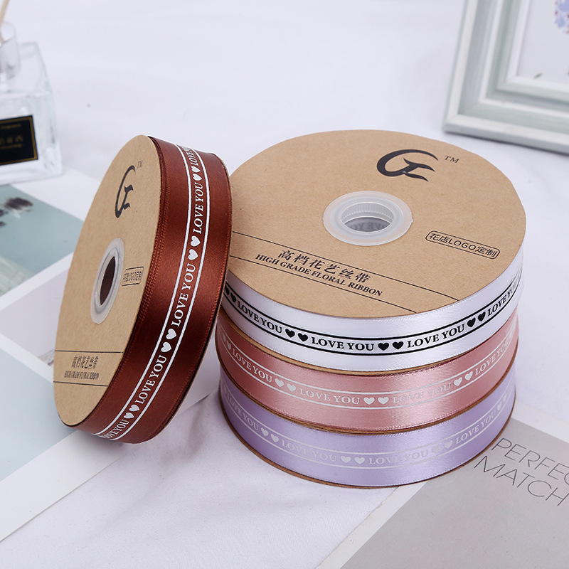 2.5cm Printed English Webbing Colorful Ribbon Flowers Packing Ribbon Polyester Belt Gift Box Handmade Bowknot Ribbon