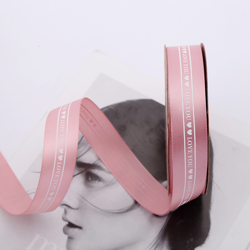 2.5cm Printed English Webbing Colorful Ribbon Flowers Packing Ribbon Polyester Belt Gift Box Handmade Bowknot Ribbon