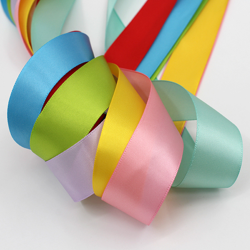 [Free Shipping for One Roll] 2.5cm Satin Ribbon Ribbon Gift Box Packing Ribbon Bowknot Ribbon Wedding Decorative Band
