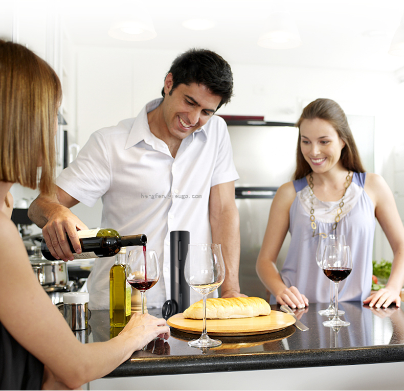 Gift Box Dry Battery Type Electric Bottle Opener with Cutting Foil Knife Wine Dispenser Pull-Type Vacuum Plug