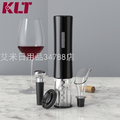 KLT-SGS-KB1-601801D Red Wine ABS Plastic 4-in-1 Automatic Electric Wine Bottle Opener Set Gift Box