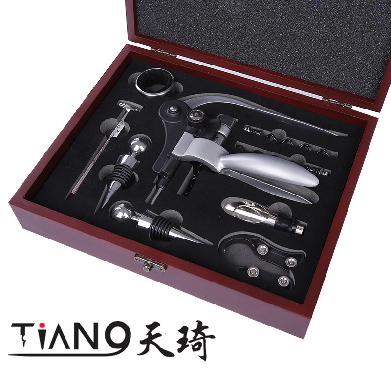 Factory Spot Direct Sales Wine Bottle Opener Kit Gift Box Leather Box Wooden Box Nine-Piece Set Wooden Box Rabbit-Shaped Wine Set