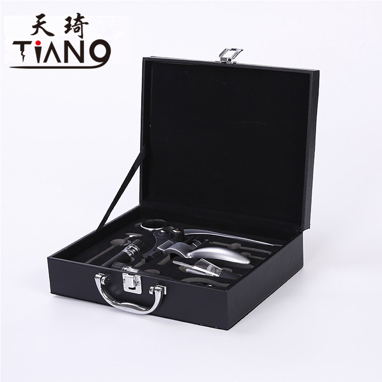 Factory Spot Direct Sales Wine Bottle Opener Kit Gift Box Leather Box Wooden Box Nine-Piece Set Wooden Box Rabbit-Shaped Wine Set