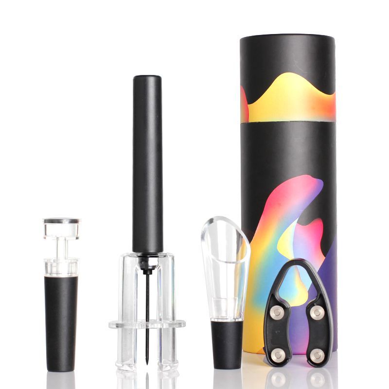 Corkscrew Set Red Wine Pneumatic Bottle Opener Four-Piece Set Cylinder Box Packaging Needle Pneumatic Bottle Opener