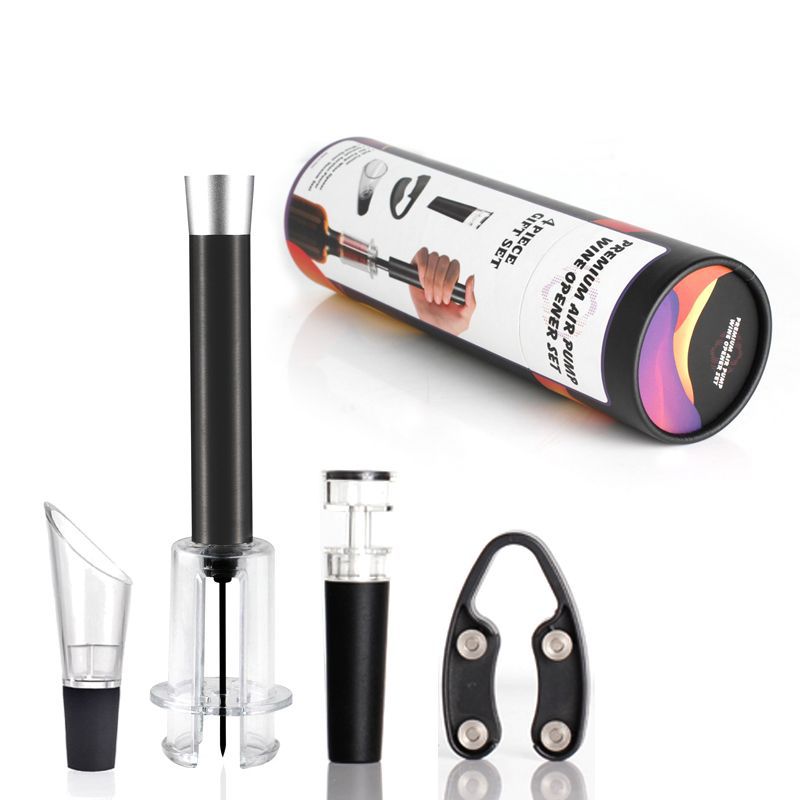 Corkscrew Set Red Wine Pneumatic Bottle Opener Four-Piece Set Cylinder Box Packaging Needle Pneumatic Bottle Opener