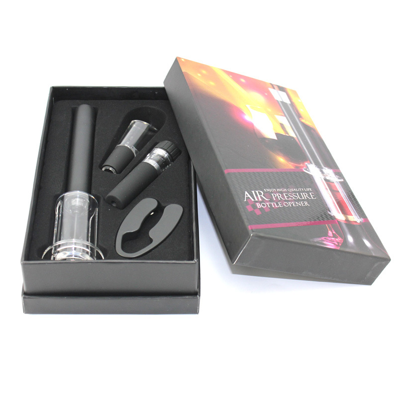 Corkscrew Set Red Wine Pneumatic Bottle Opener Four-Piece Set Cylinder Box Packaging Needle Pneumatic Bottle Opener