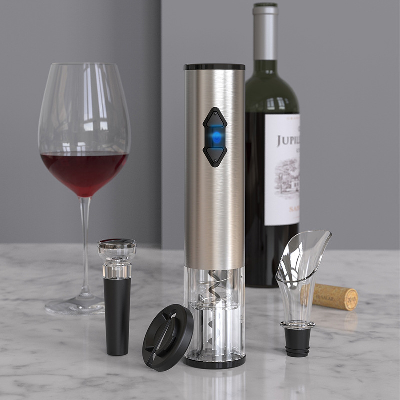 Kelitong Factory Customized Technology Stainless Steel 4-in-1 Red Wine Electric Bottle Opener Set Wine Set Gift Box Set
