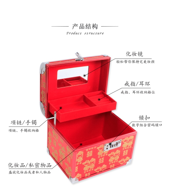 Wedding hand care password alloy cosmetic case jewelry box storage box Wedding hand care password alloy cosmetic case jewelry box storage box