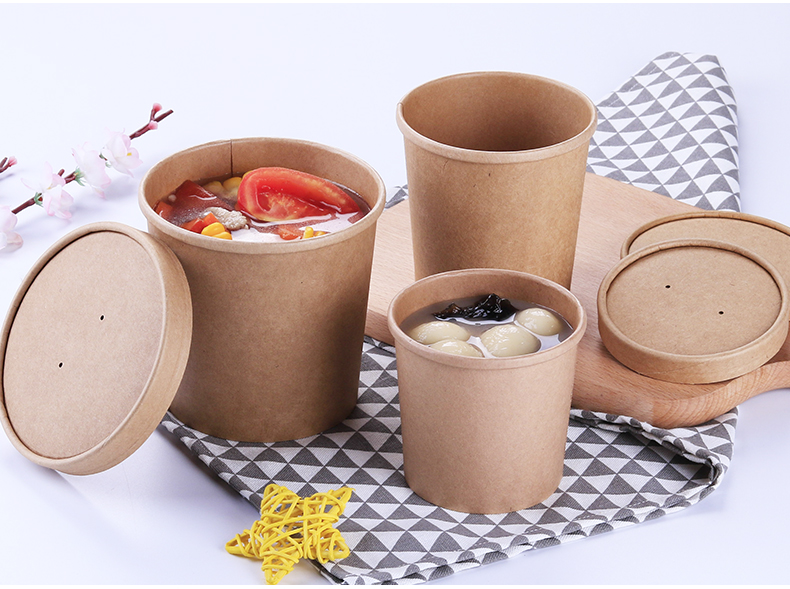 Disposable Kraft Paper Soup Bowl Porringer Take out Take Away Porridge Cup round Lunch Box with Lid Disposable Kraft Paper Soup Bowl Porringer Take out Take Away Porridge Cup round Lunch Box with Lid