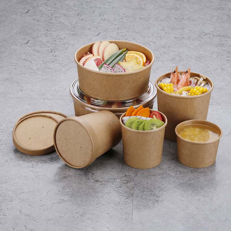 Disposable Kraft Paper Soup Bowl Porringer Take out Take Away Porridge Cup round Lunch Box with Lid Disposable Kraft Paper Soup Bowl Porringer Take out Take Away Porridge Cup round Lunch Box with Lid