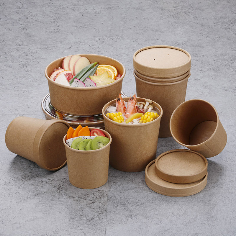 Disposable Kraft Paper Soup Bowl Porringer Take out Take Away Porridge Cup round Lunch Box with Lid Disposable Kraft Paper Soup Bowl Porringer Take out Take Away Porridge Cup round Lunch Box with Lid