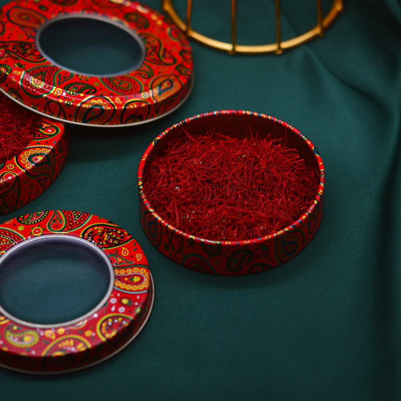 New Products in Stock Saffron Packaging Tin round Color 1G 3G 5G 10G Saffron Iron Box Metal Box
