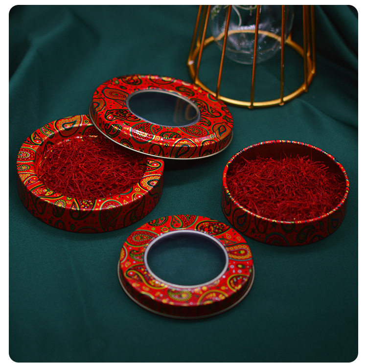 New Products in Stock Saffron Packaging Tin round Color 1G 3G 5G 10G Saffron Iron Box Metal Box