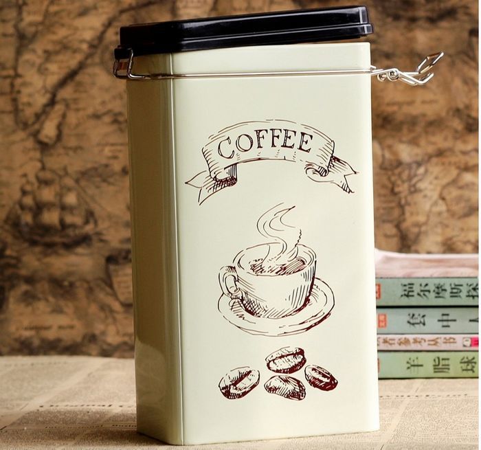 Creative retro coffee Tin canister storage tin box