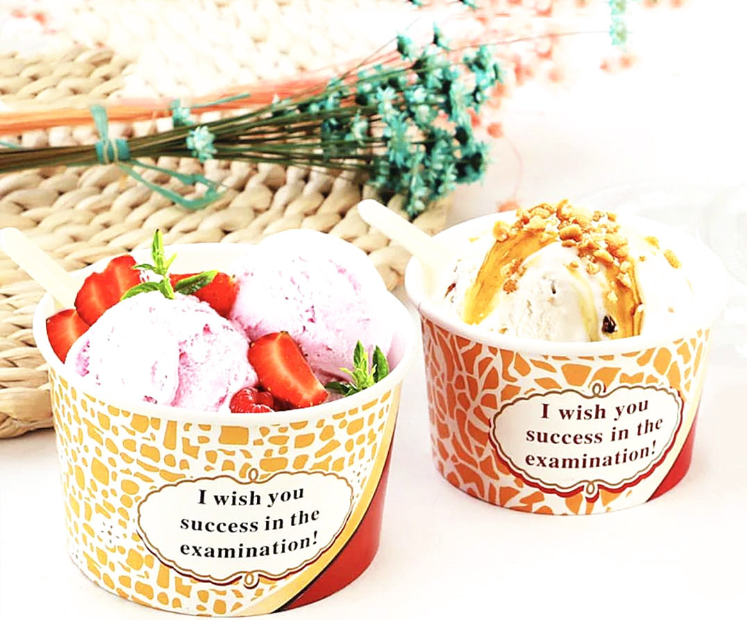 Disposable Ice Cream Cup Ice Cream Paper Bowl with Lid Ice Cream Ball Bowl 98 Cups 85 Cups 75 Cups Factory Direct Sales